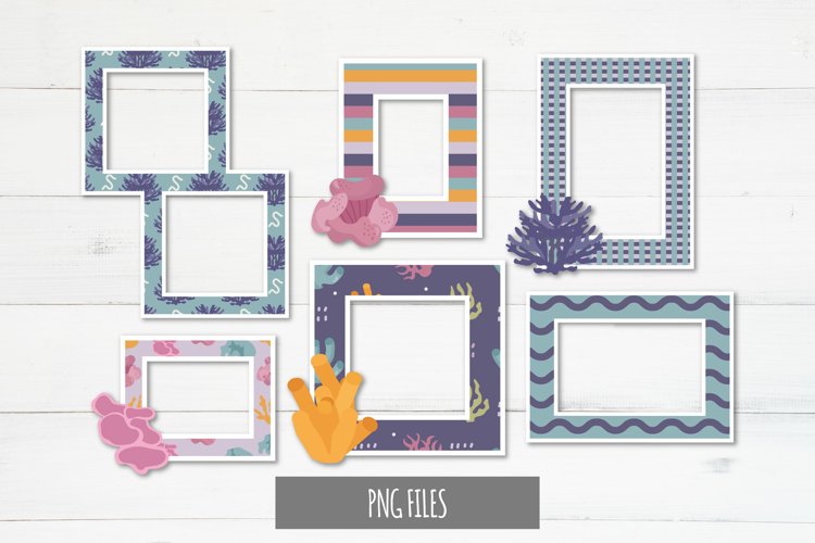 Coral Reef with Vintage Color Seamless Pattern Frame Set example image 1