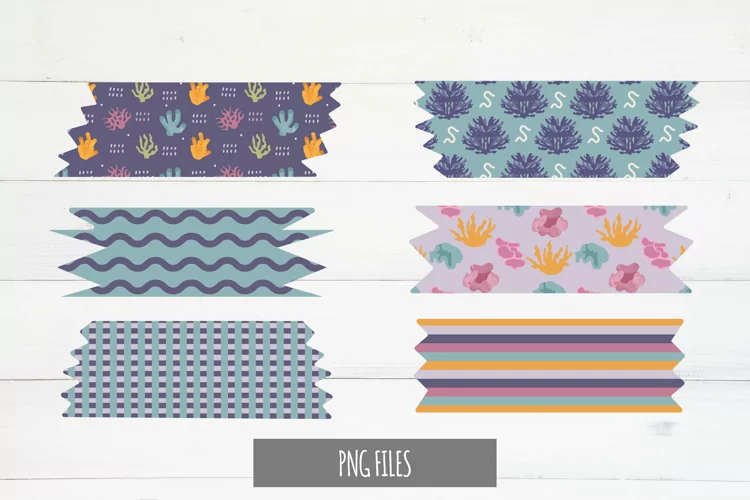 Coral Reef with Vintage Color Seamless Pattern Tape