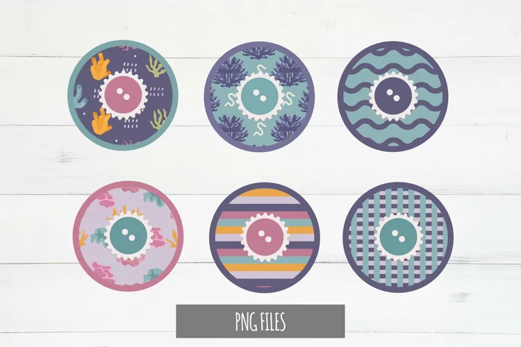 Coral Reef with Vintage Color Seamless Pattern Button