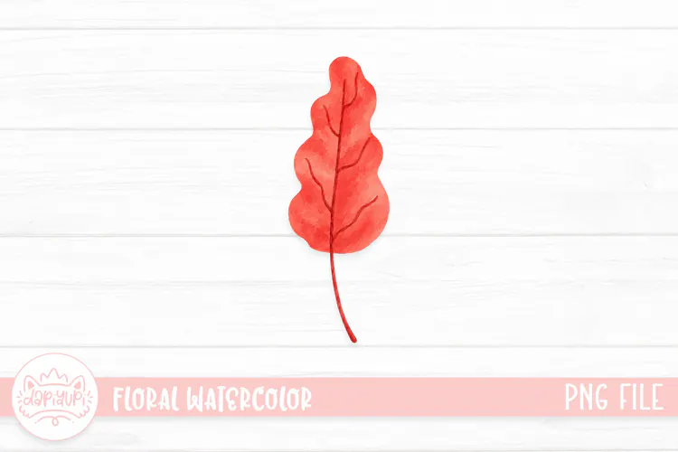 Coral Watercolor Leaf Study