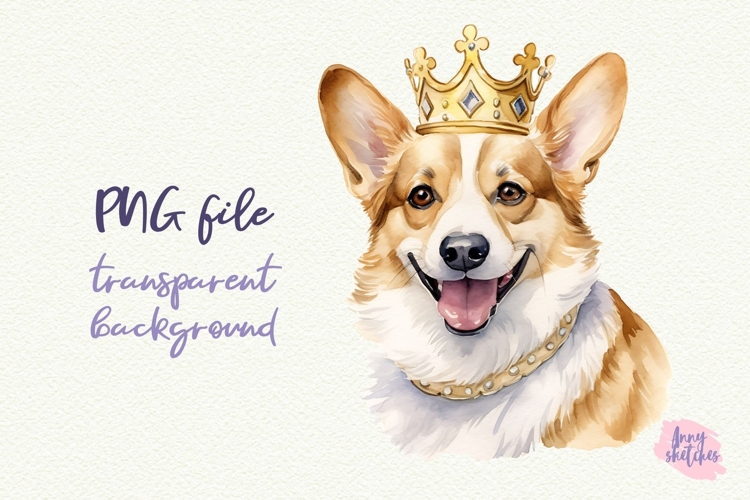Birthday Corgi Clipart Corgi PNG in Crown Watercolor