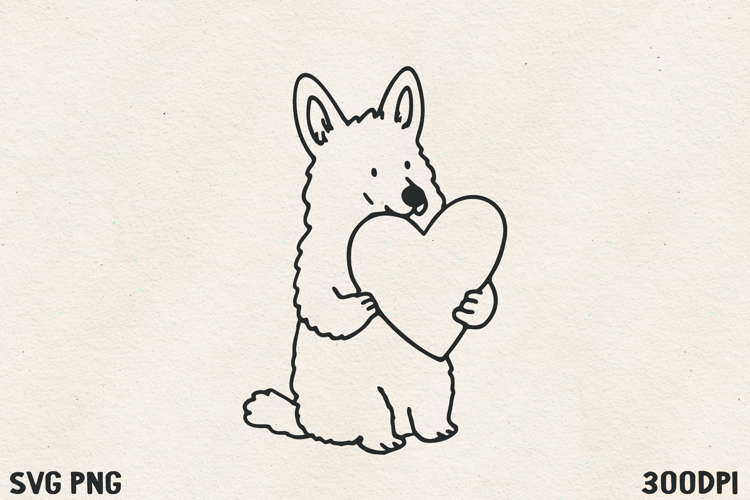 Cute Corgi Holding Heart SVG PNG | Sweet Valentine Dog