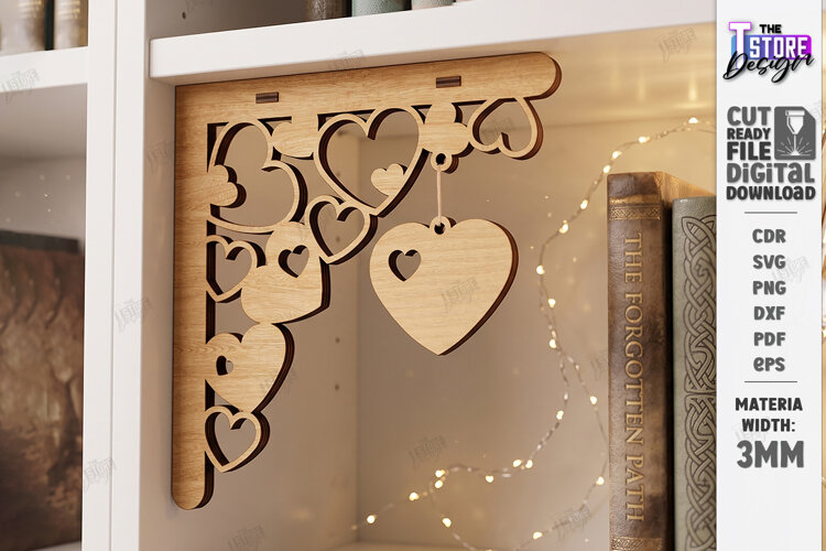 Corner Bookshelf Laser Cut | Book Lover Decor | Home Library example image 1