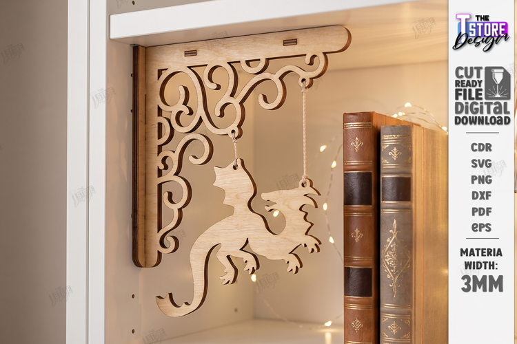 Corner Bookshelf Laser Cut | Book Lover Decor | Home Library
