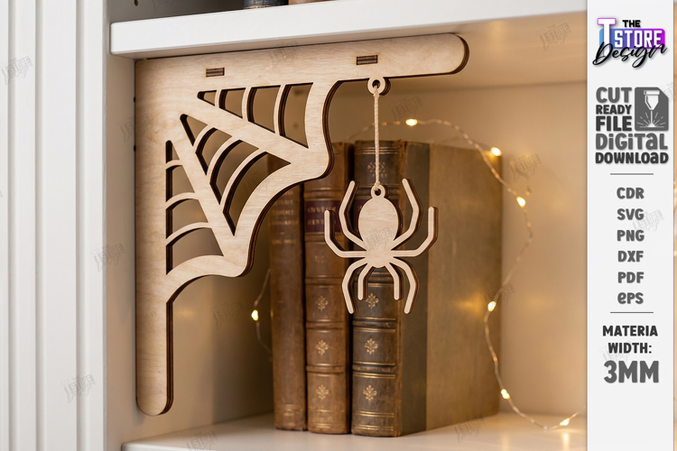 Corner Bookshelf Laser Cut | Book Lover Decor | Home Library