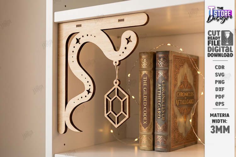 Corner Bookshelf Laser Cut | Book Lover Decor | Home Library