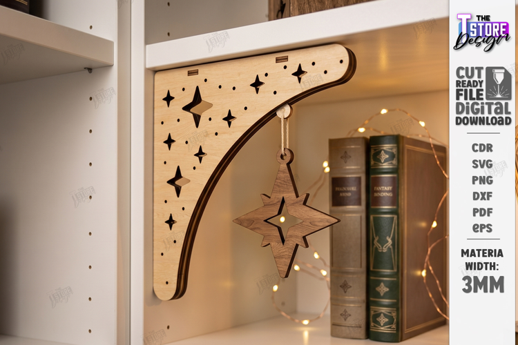 Corner Bookshelf Laser Cut | Book Lover Decor | Home Library
