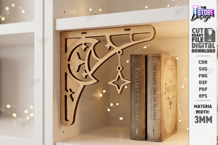 Corner Bookshelf Laser Cut | Book Lover Decor | Home Library
