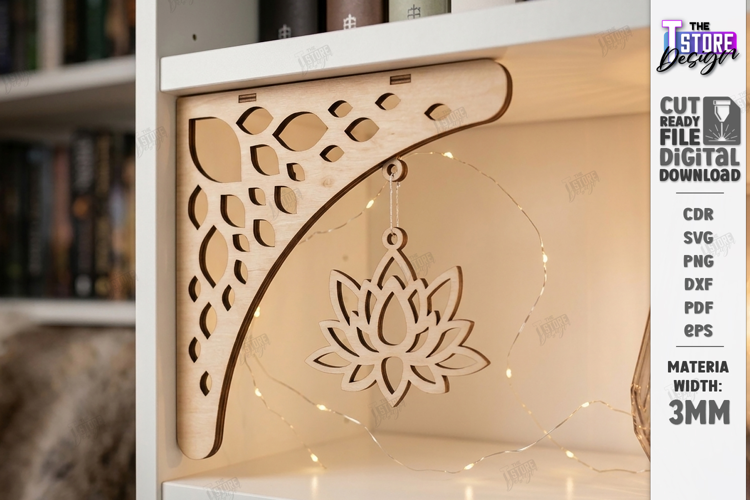Corner Bookshelf Laser Cut | Book Lover Decor | Home Library