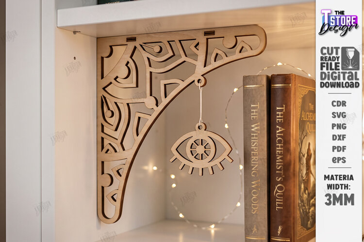 Corner Bookshelf Laser Cut | Book Lover Decor | Home Library example image 1