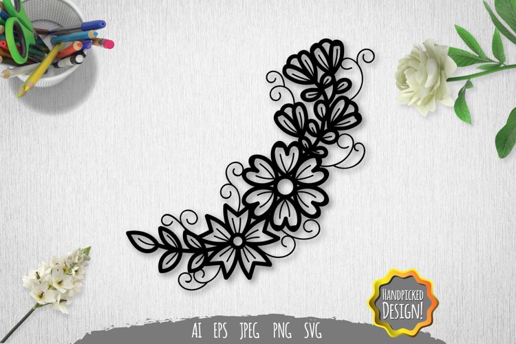 Corner Floral Decoration Papercut example image 1