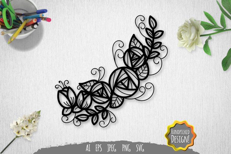 Corner Floral Decoration Papercut example image 1