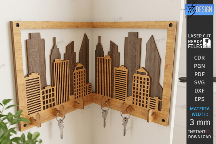 Corner Key Holder laser Cut | Housewarming Gift | Home Decor