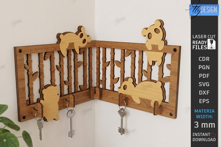 Corner Key Holder laser Cut | Housewarming Gift | Home Decor