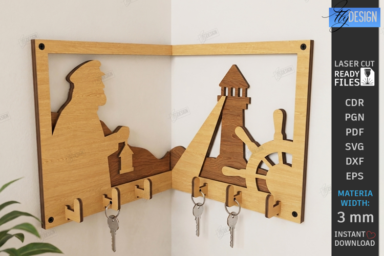 Corner Key Holder laser Cut | Housewarming Gift | Home Decor