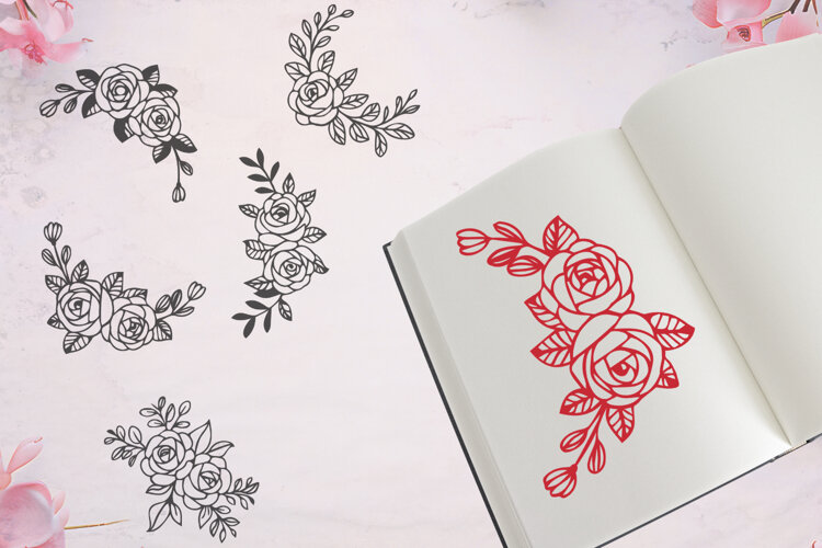Flower Corner Ornaments SVG example image 1