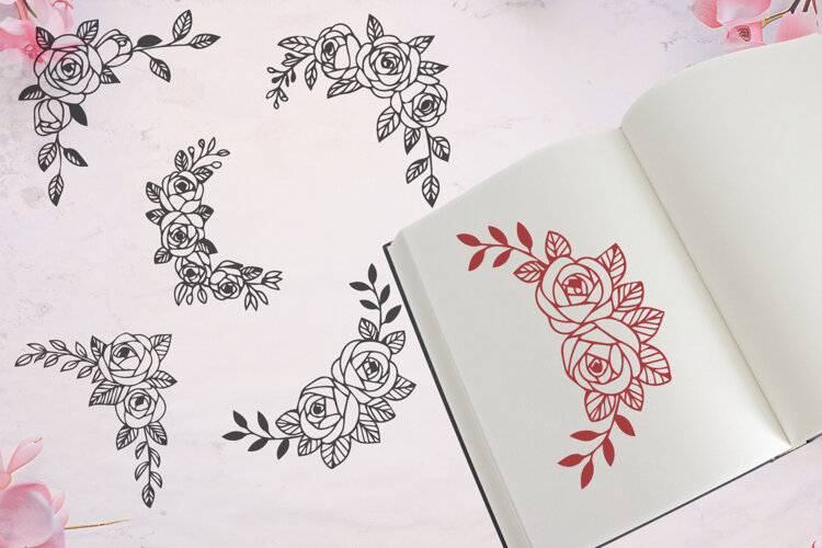 Corner Rose Borders SVG example image 1