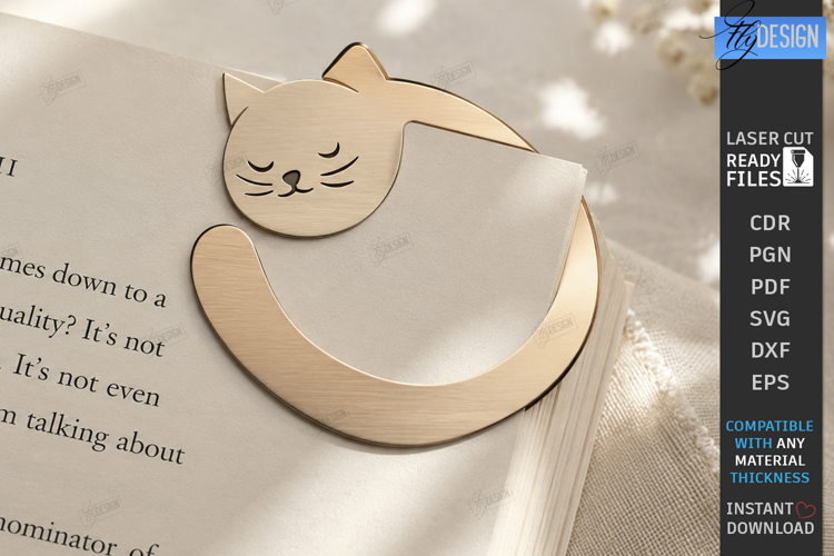 Cute Sleeping Animal Corner Bookmark Laser Cut | Cat SVG
