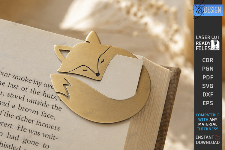 Cute Sleeping Animal Corner Bookmark Laser Cut | Fox SVG