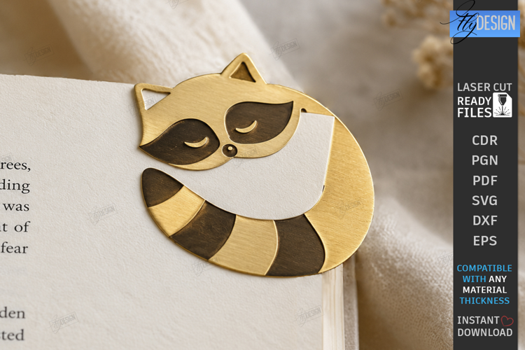 Cute Sleeping Animal Corner Bookmark Laser Cut | Raccoon SVG