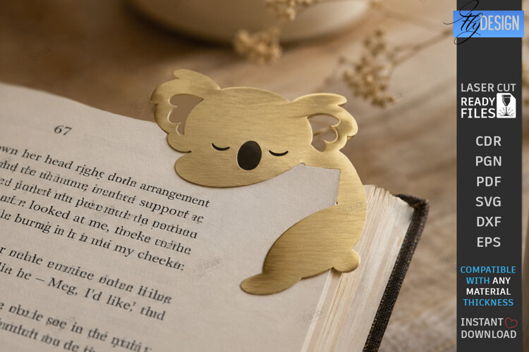Cute Sleeping Animal Corner Bookmark Laser Cut | Koala SVG example image 1