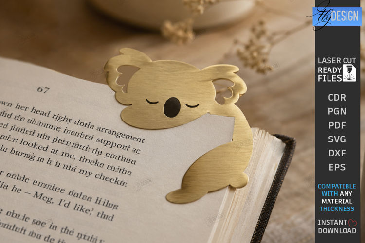 Cute Sleeping Animal Corner Bookmark Laser Cut | Koala SVG