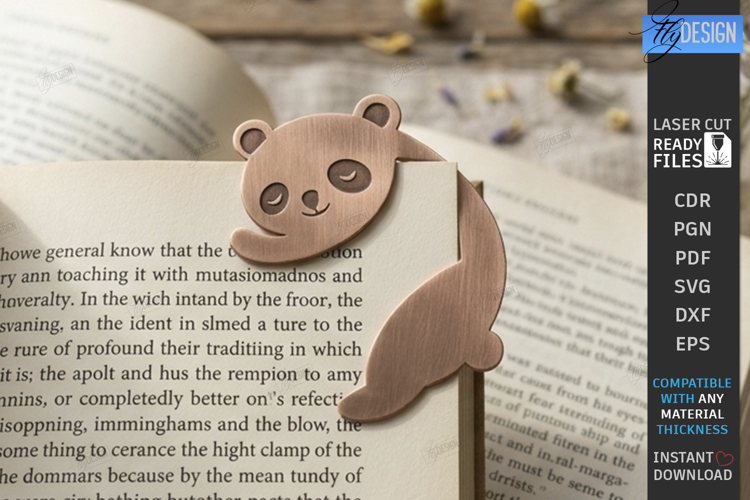 Cute Sleeping Animal Corner Bookmark Laser Cut | Panda SVG