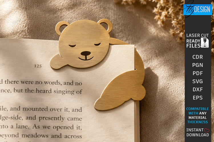 Cute Sleeping Animal Corner Bookmark Laser Cut | Bear SVG