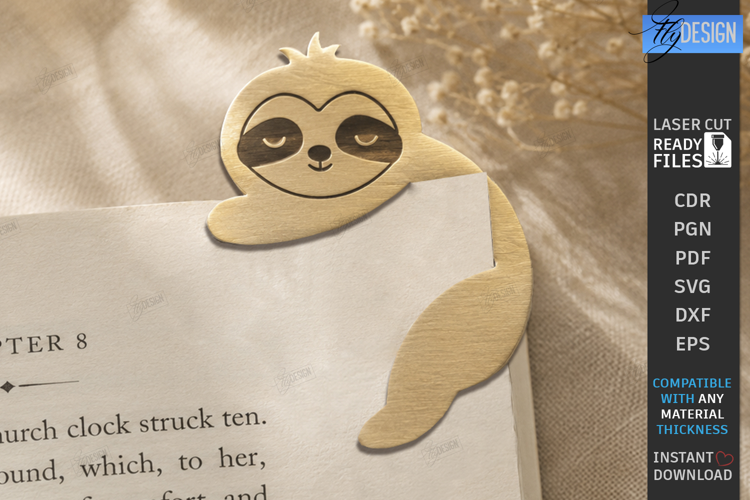Cute Sleeping Animal Corner Bookmark Laser Cut | Sloth SVG