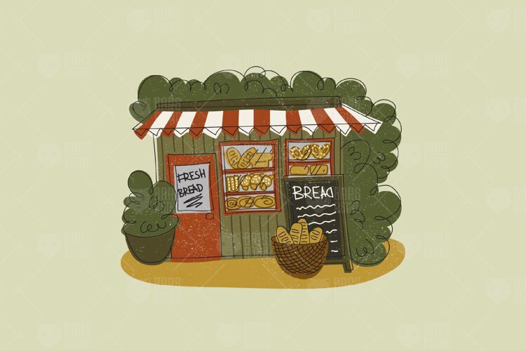 Corner Stores Bakery Storefront Illustration example image 1
