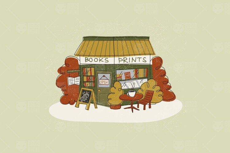 Corner Stores Bookshop Illustration example image 1