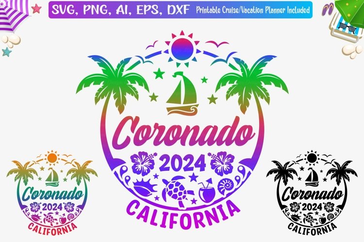 Coronado Island 2024 Svg, California Vacation T-shirt Png example image 1