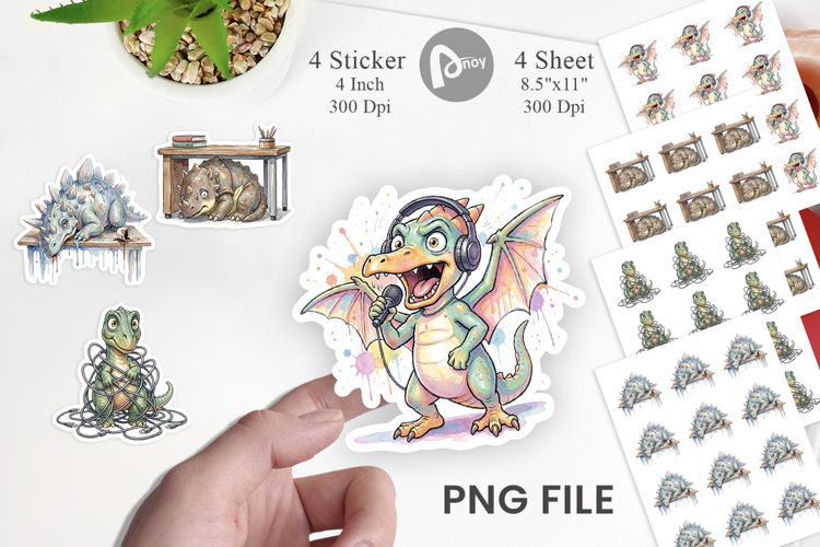 Corporate Burnout Dino Sticker