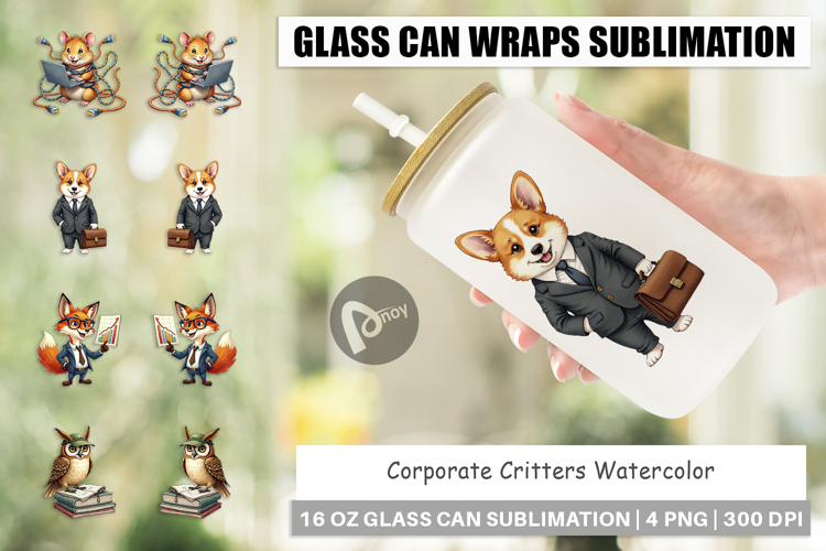 Corporate Critters Glass Can