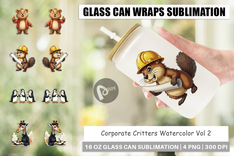 Corporate Critters Glass Can