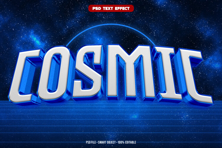 Cosmic 3D editable text effect example image 1