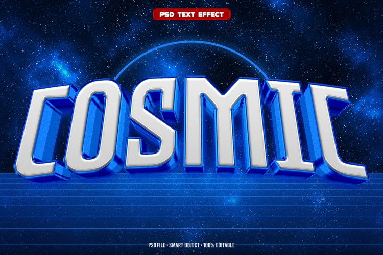 Cosmic 3D editable text effect
