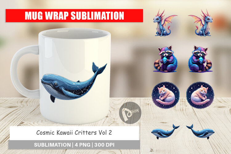 Mug Wrap Cosmic Kawaii Critters example image 1