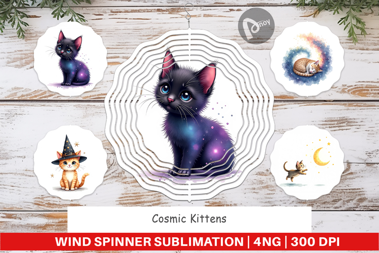 Cosmic Kittens Wind Spinner