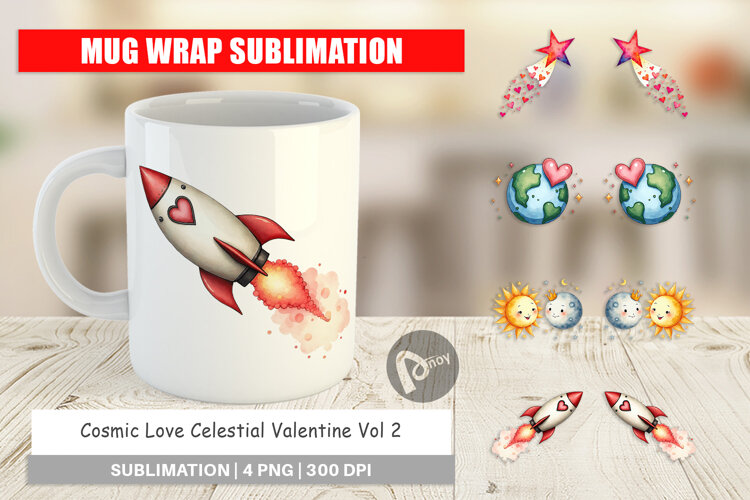 Cosmic Love Valentine Mug Wrap example image 1
