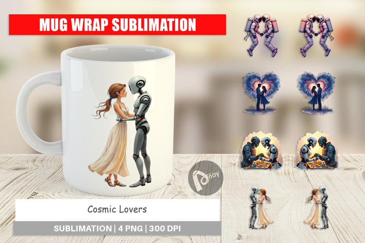Cosmic Lovers Romance Mug Wrap