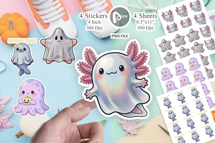 Cosmic Pastel Ghost Aquarium Sticker example image 1