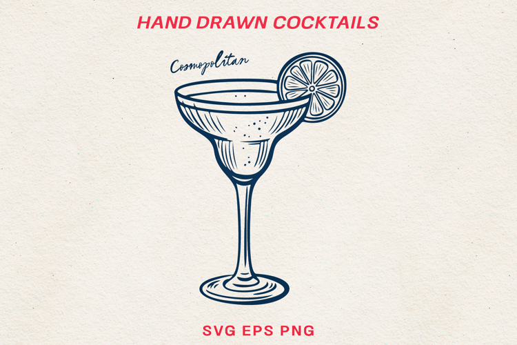 Hand Drawn Cocktail Line Art SVG | Vintage Drink PNG