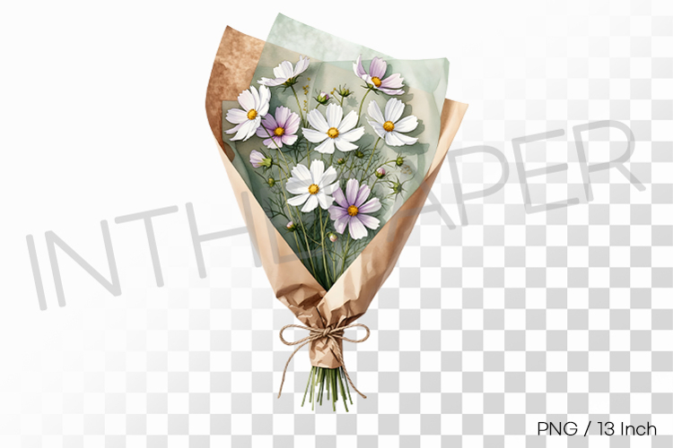 Autumn Mood Pastel Cosmos Bouquet PNG Flower Clipart Illust