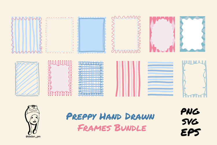 Summer Preppy Hand Drawn Frames Bundle