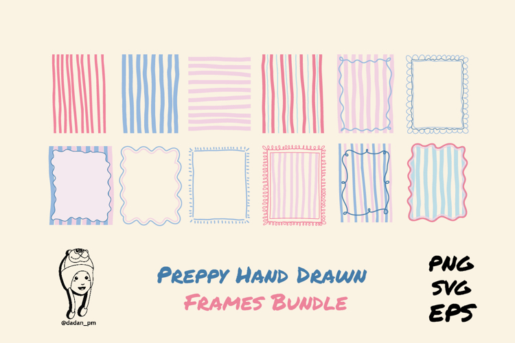 Summer Preppy Hand Drawn Frames Bundle