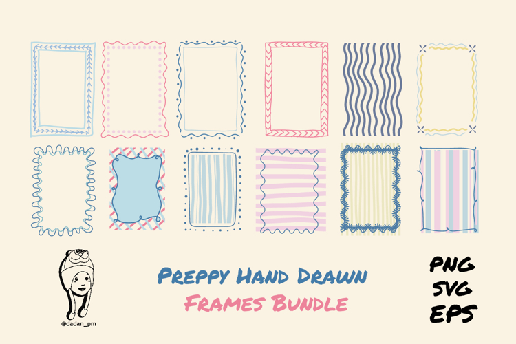 Summer Preppy Hand Drawn Frames Bundle