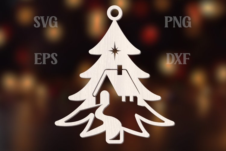 Cottage and Star SVG Tree Ornament