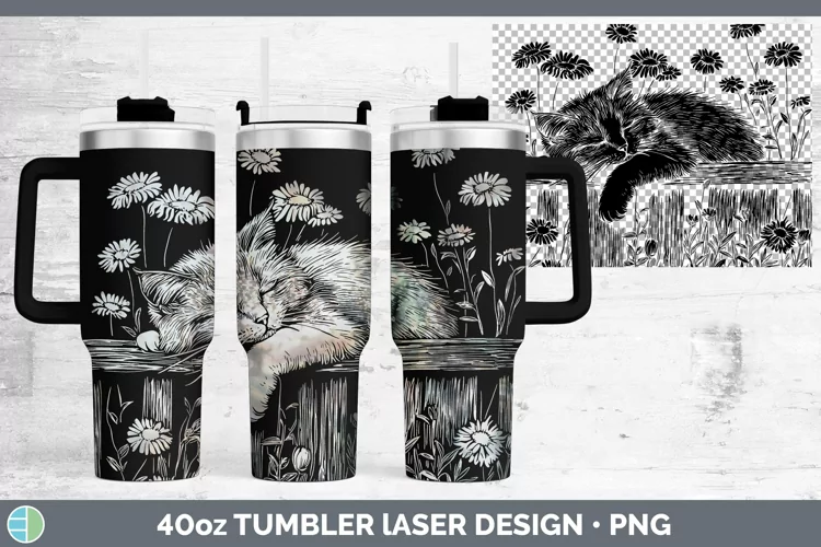 Cottage Angora Cat Laser 40oz Tumbler Sublimation Tumbler De