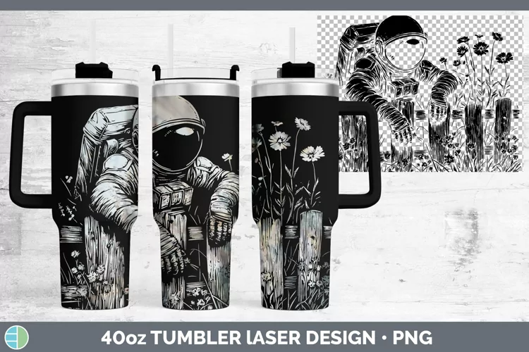 Cottage Astronaut Laser 40oz Tumbler Sublimation Tumbler Des